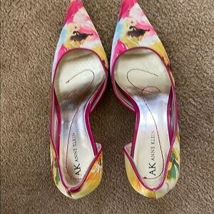 Anne Klein Pink and Yellow Floral Heels